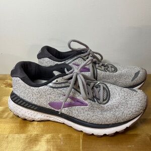 WOMEN'S Brooks Adrenaline GTS XX 20 Gray Purple Running Shoes Cushion Size 8